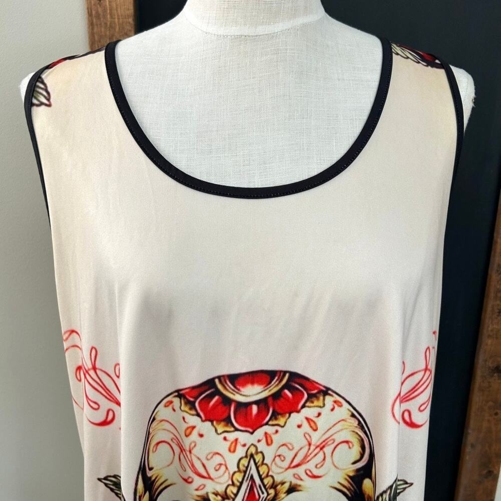 Sugar Skull Tank Dress 5XL Plus Cutout Spine Back Gothic Dia De Los Muertos Rose - Picture 8 of 10